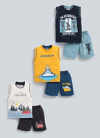 Mars Infiniti Boys Casual T-shirt Shorts (navy blue, mustard, off white)