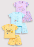 Mars Infiniti Baby Boys Casual T-shirt Shorts (Light Blue, Purple, Yellow)