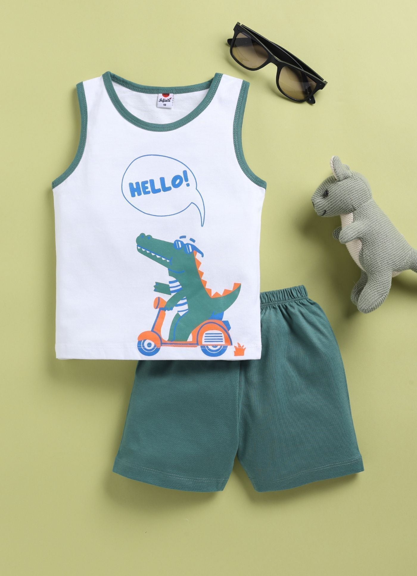 Mars Infiniti Baby Boys & Baby Girls Casual T-shirt Shorts (Green, White)