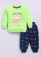 Mars Infiniti Boys & Girls Casual Sweatshirt Track Pants (Light Green, Deep Blue)
