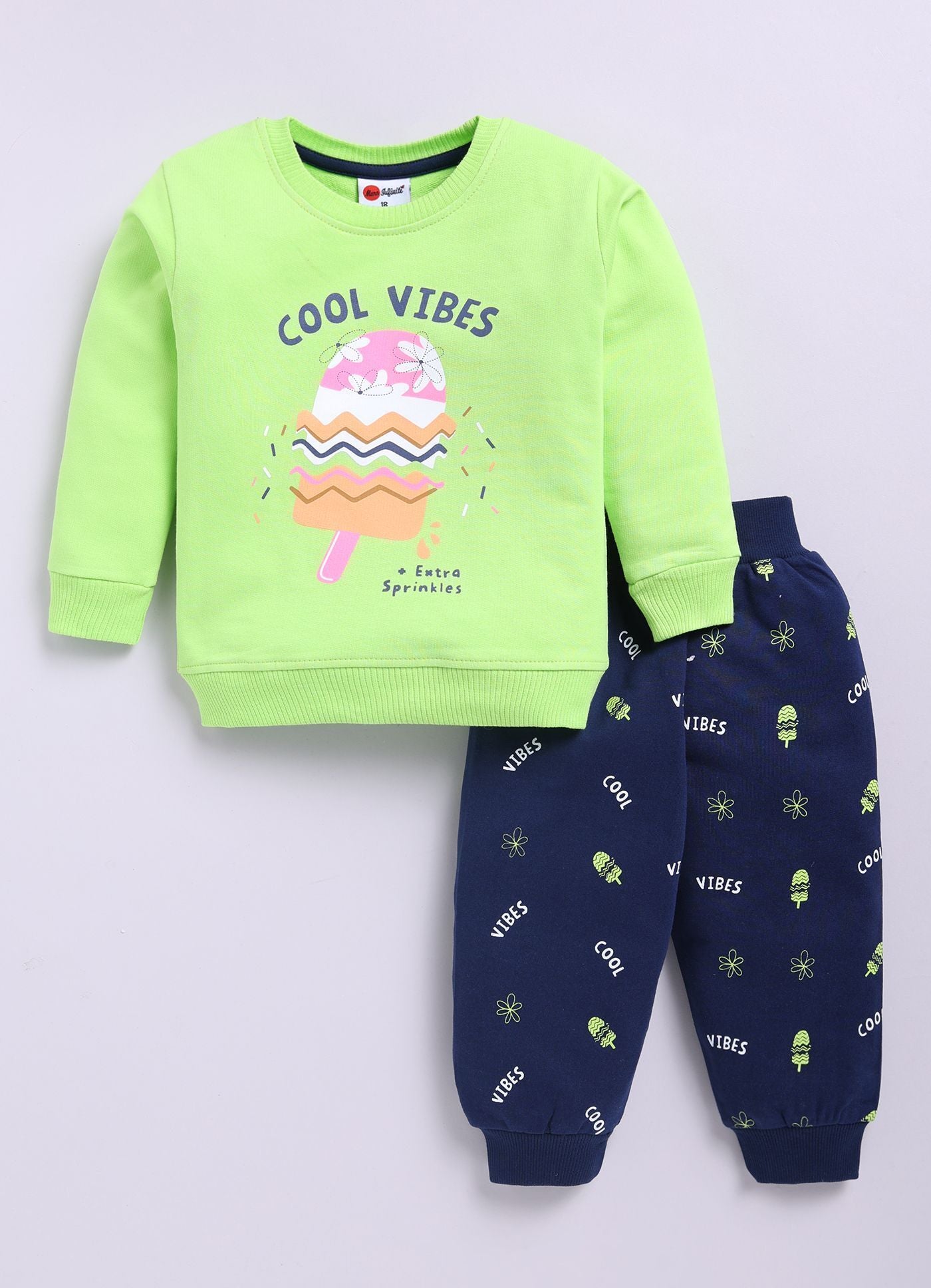Mars Infiniti Boys & Girls Casual Sweatshirt Track Pants (Light Green, Deep Blue)