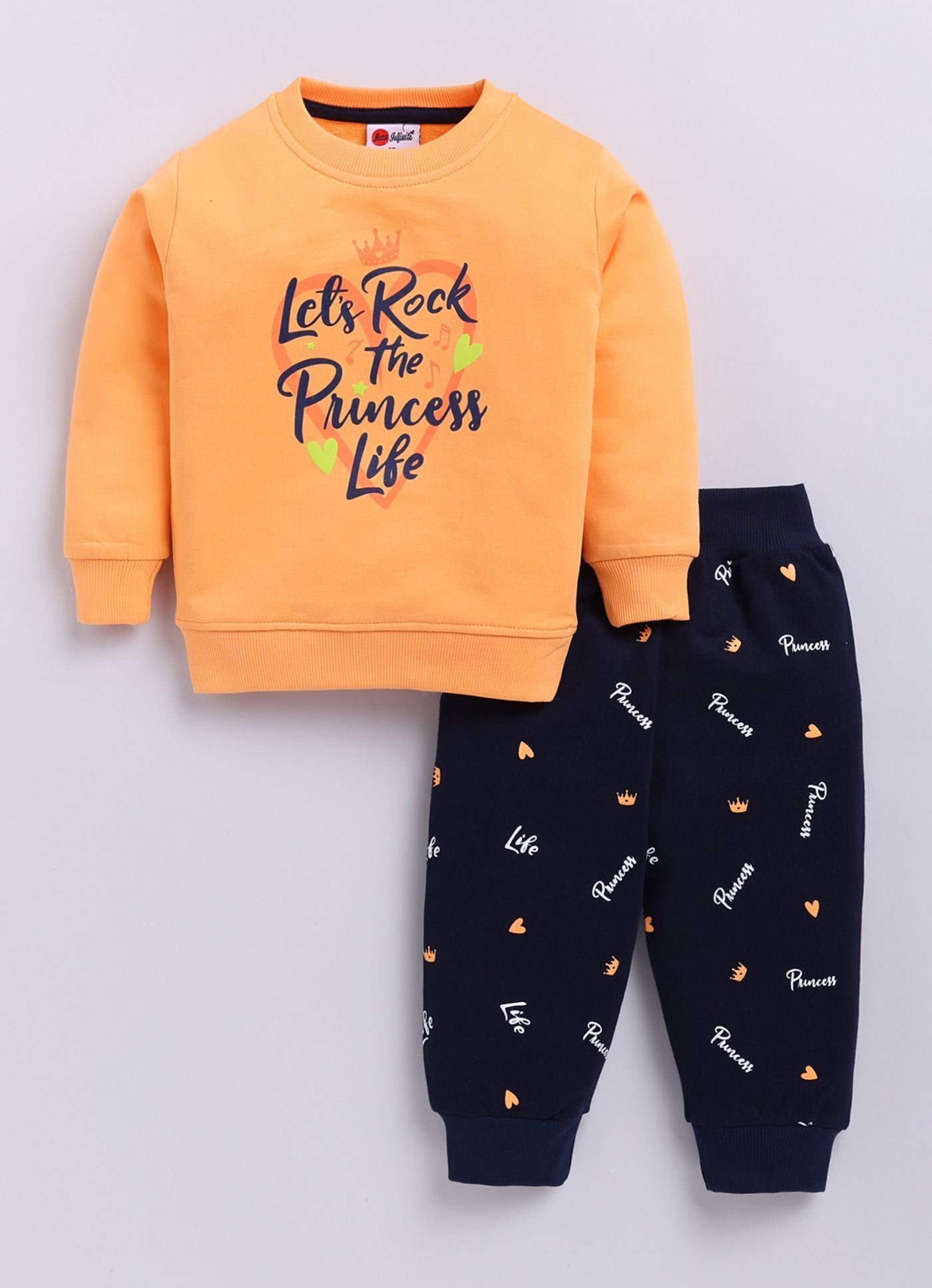 Mars Infiniti Boys & Girls Casual Sweatshirt Track Pants (Orange, Deep Blue)