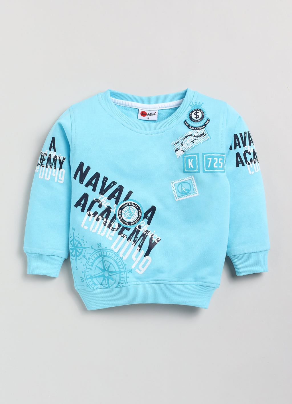 Mars Infiniti Full Sleeves Roundneck Winter Sweatshirt, Pack of 2, Navy blue, Aqua Blue
