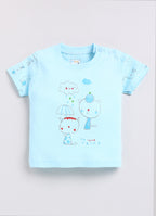 Mars Infiniti Baby Boys Pure Cotton Half Sleeve shoulder buttoned T-shirt & Shorts Set