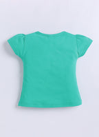Mars Infiniti Girls Graphic Print Pure Cotton Regular T Shirt (Light Green, Pack of 1)