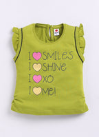 Mars Infiniti Baby Girls Casual Top Shorts (Olive green, Navy)