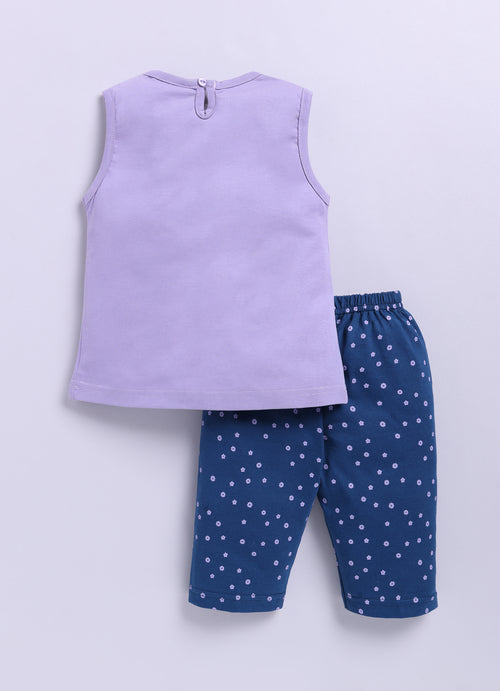 Mars Infiniti Baby Girls Casual Top Capri (purple, navy blue)