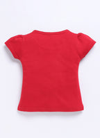 Mars Infiniti Girls Graphic Print Pure Cotton Regular T Shirt (Red, Pack of 1)