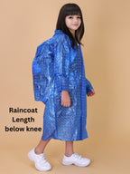 Mars Infiniti PVC Plastic Checkered Girls Raincoat (Blue)