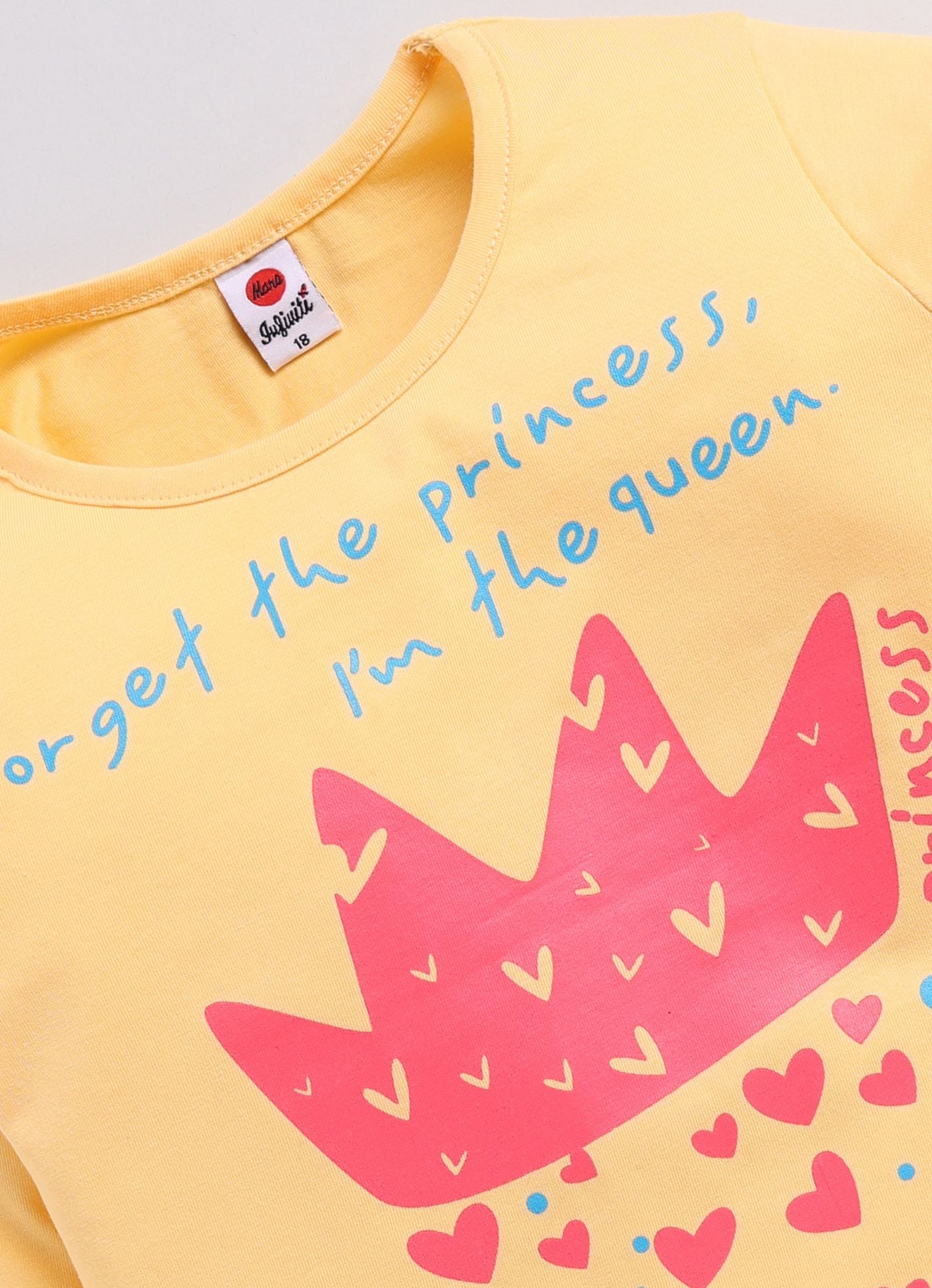Mars Infiniti Girls Printed Pure Cotton Regular T Shirt (Yellow, Pack of 1)