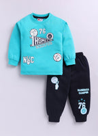 Mars Infiniti Boys Casual T-shirt Track Pants (Aqua Blue, Navy Blue)