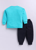 Mars Infiniti Boys Casual T-shirt Track Pants (Aqua Blue, Navy Blue)