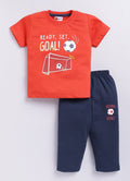 Mars Infiniti Boys Casual T-shirt Pant (Rust Red, Navy Blue)