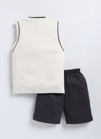 Mars Infiniti Boys & Girls Casual T-shirt Shorts (Off White, Black)