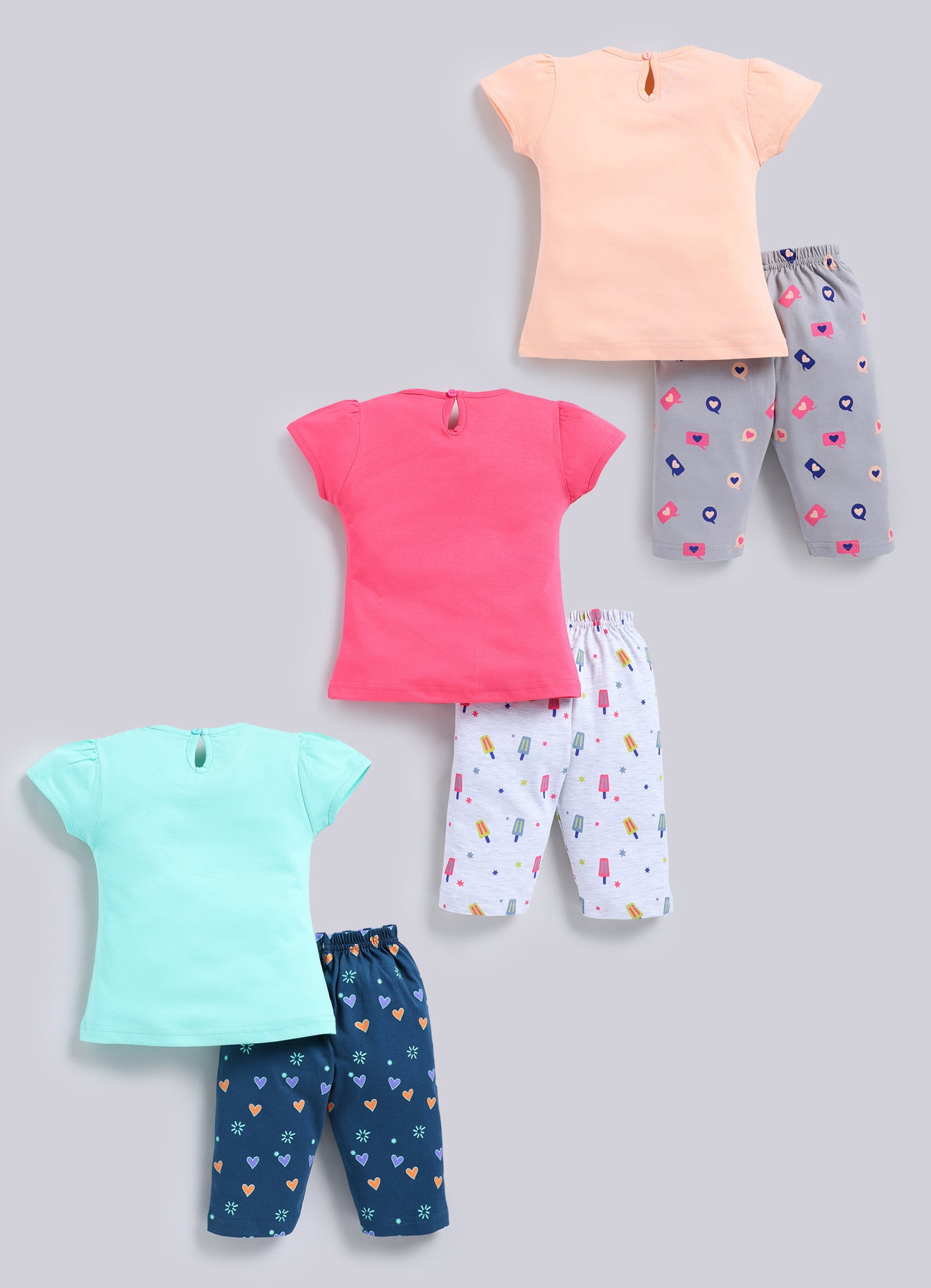 Mars Infiniti Baby Girls Casual Top Capri (Skygreen, Peach, Pink)