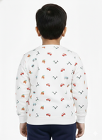 Mars Infiniti Winter Full Sleeve Printed  Boys &Girls Sweatshirt (White)