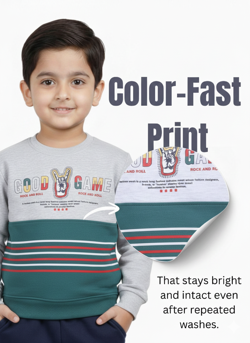 Mars Infiniti Full Sleeve Printed Baby Boys & Baby Girls Sweatshirt (Light Grey)