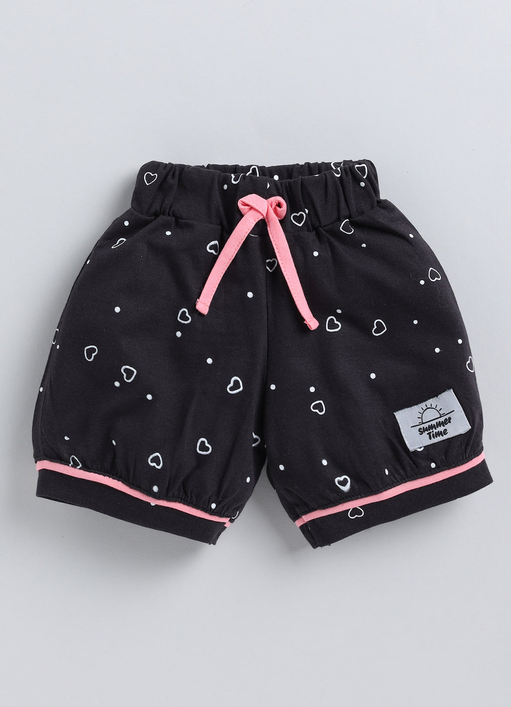 Mars Infiniti Baby Girls Casual Top Shorts (Baby Pink, Black)