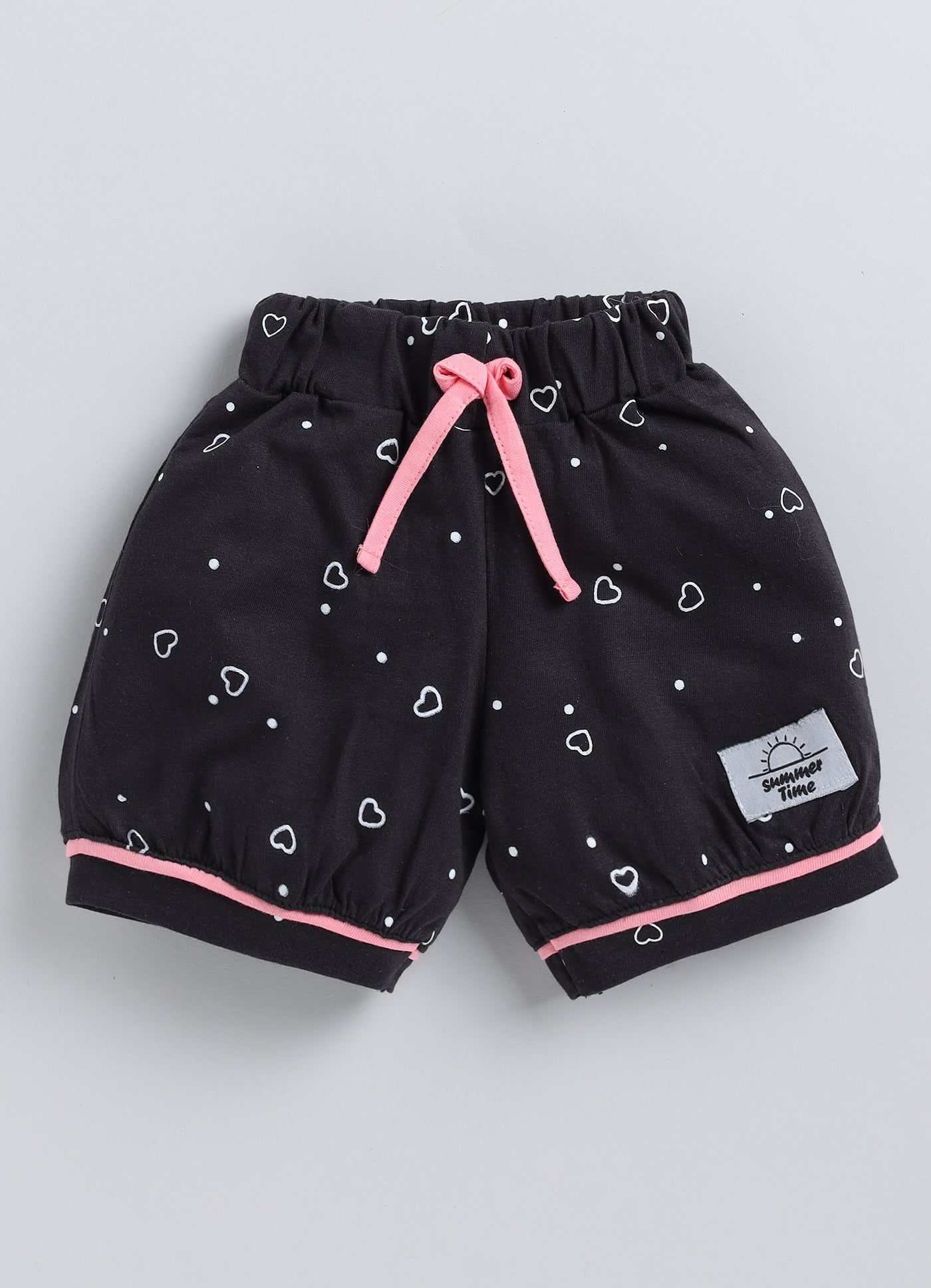 Mars Infiniti Baby Girls Casual Top Shorts (Baby Pink, Black)