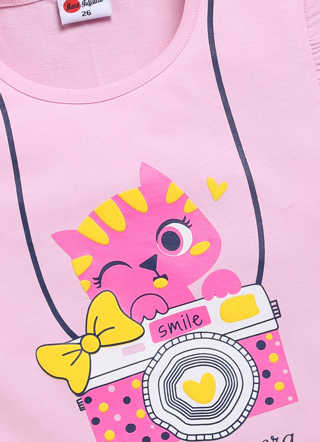 Mars Infiniti Girls Printed Pure Cotton Regular T Shirt (Pink, Pack of 2)