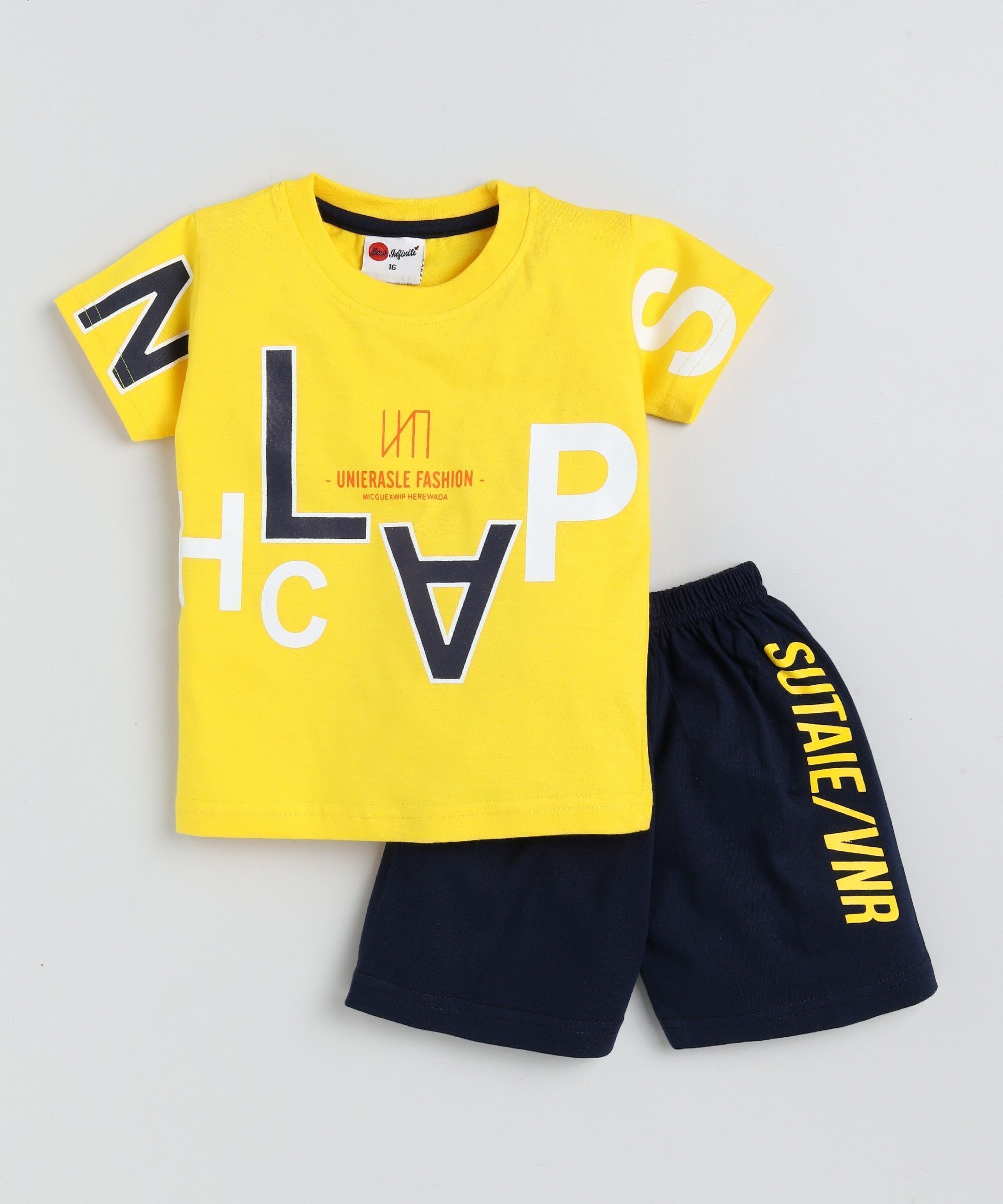 Mars Infiniti Boys Casual T-shirt Shorts (Rust_Yellow_Blue)