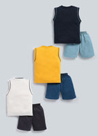 Mars Infiniti Boys Casual T-shirt Shorts (navy blue, mustard, off white)