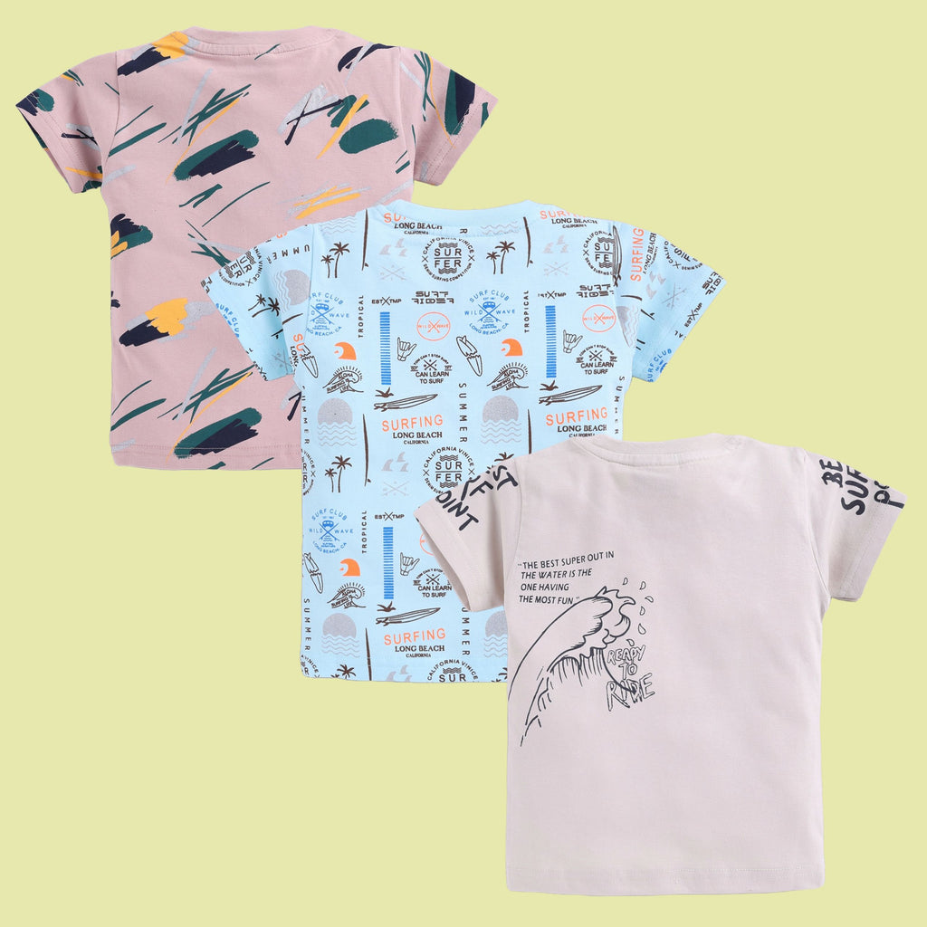 Mars Infiniti Boys Graphic Print Pure Cotton Regular T Shirt Pack of 3 combo