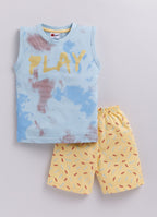 Mars Infiniti Boys & Girls Casual T-shirt Shorts (Sky Blue, Yellow)