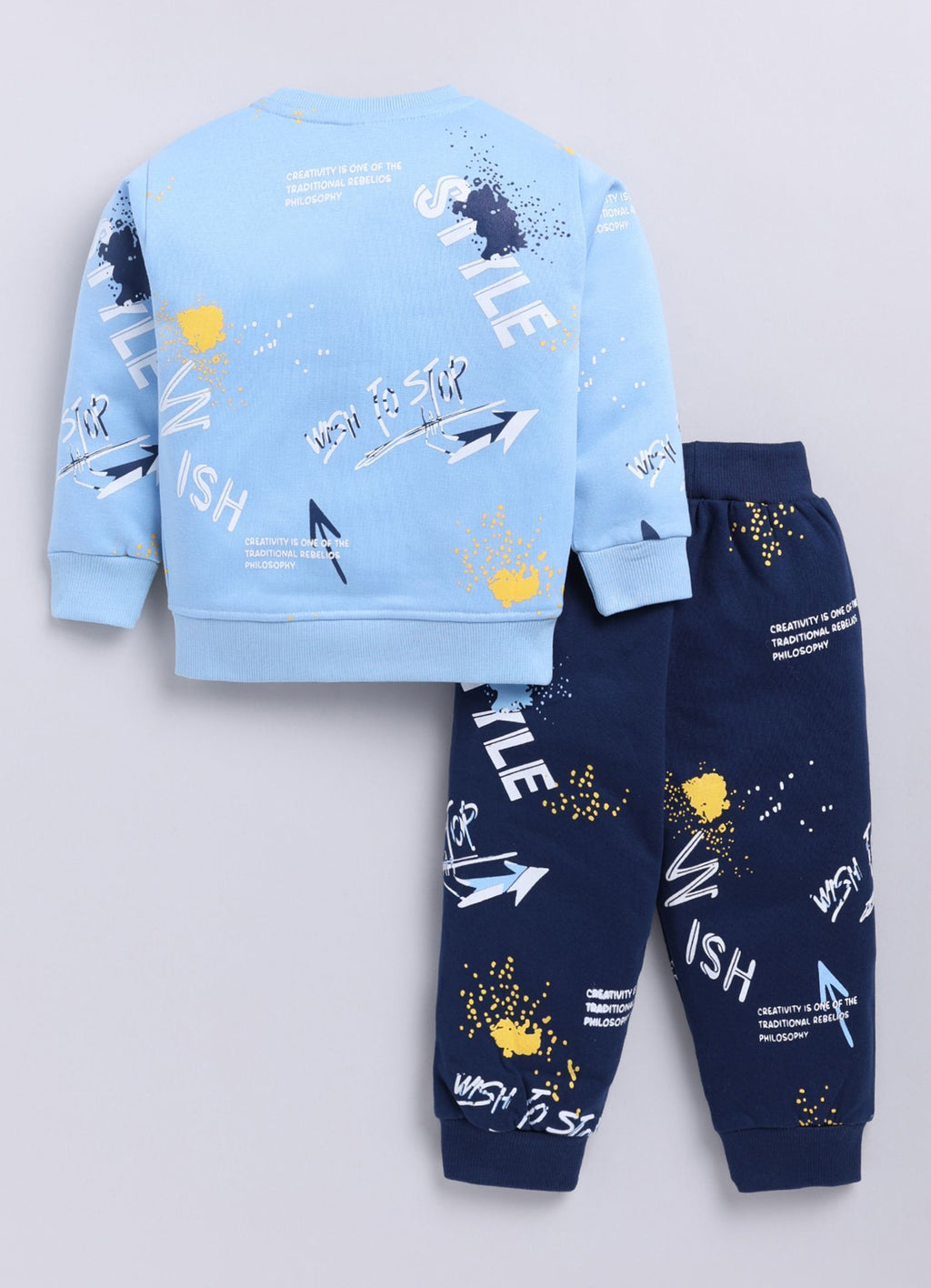 Mars Infiniti Boys & Girls Casual Sweatshirt Sweatpant (Sky Blue, Deep Blue)