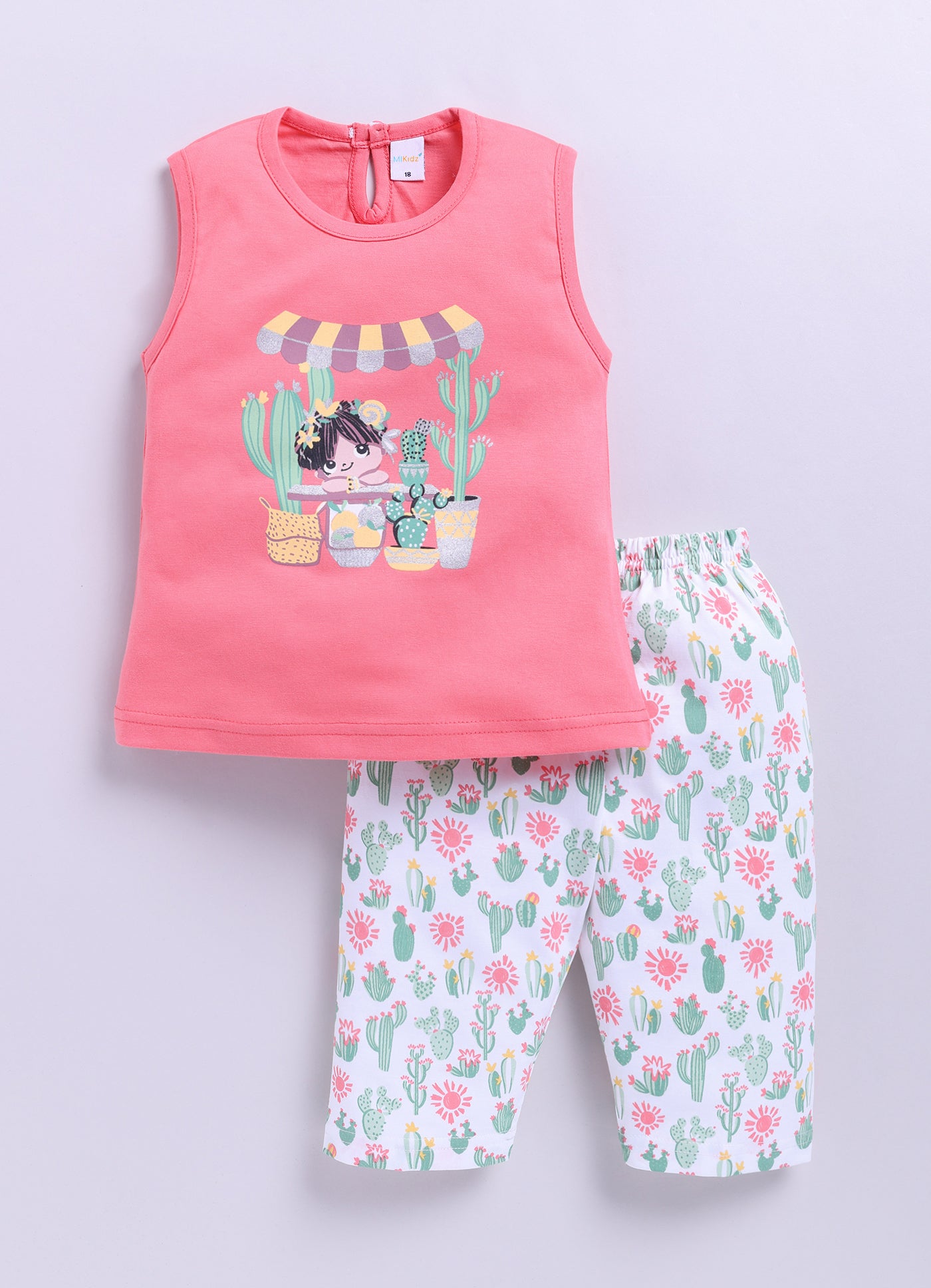 Mars Infiniti Baby Girls Casual Top Capri (Deep Pink, white)