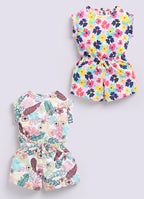 Mars Infiniti Floral Print Baby Girls Jumpsuit