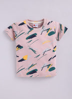 Mars Infiniti Boys Graphic Print Pure Cotton Regular T Shirt (Pink, Pack of 1)