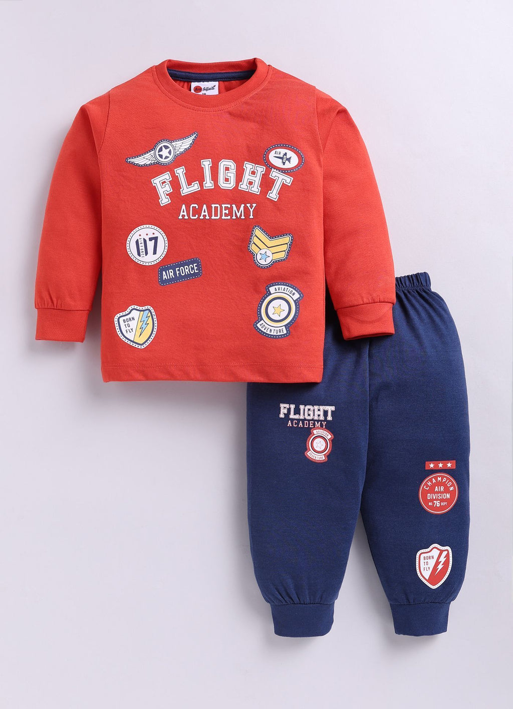 Mars Infiniti Boys Casual T-shirt Track Pants (Rust Red, Deep Blue)