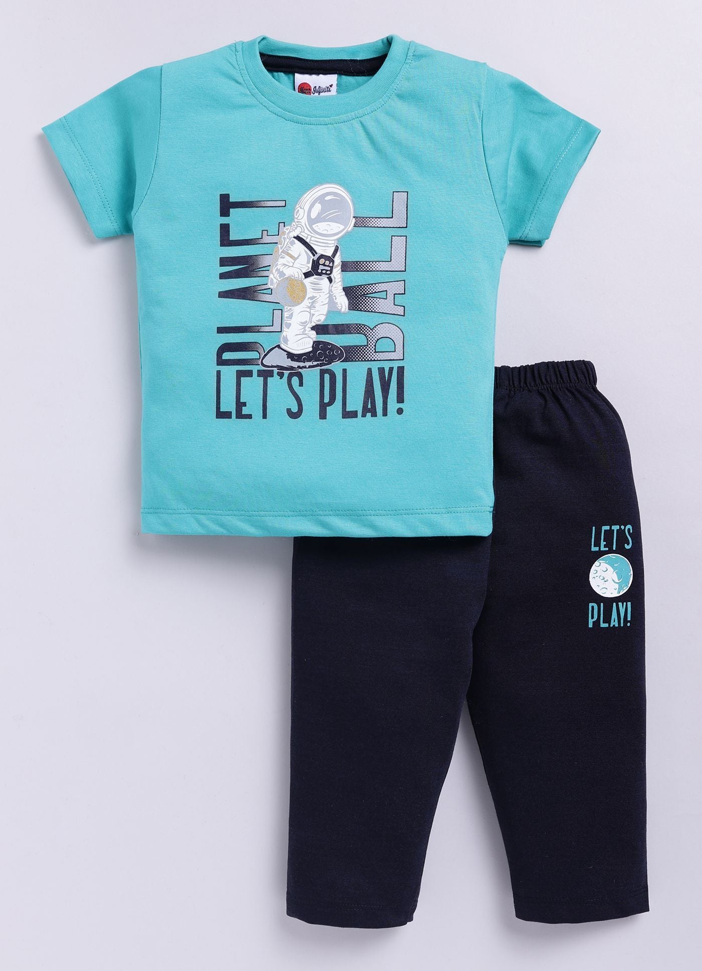 Mars Infiniti Boys Casual T-shirt Pant (Aqua Blue, Navy Blue)
