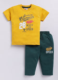 Mars Infiniti Boys Casual T-shirt Pant (Mustard Yellow, Deep Green)