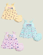 Mars Infiniti Baby Girls Casual Top Panty (Yellow_Sky Blue_Baby Pink)