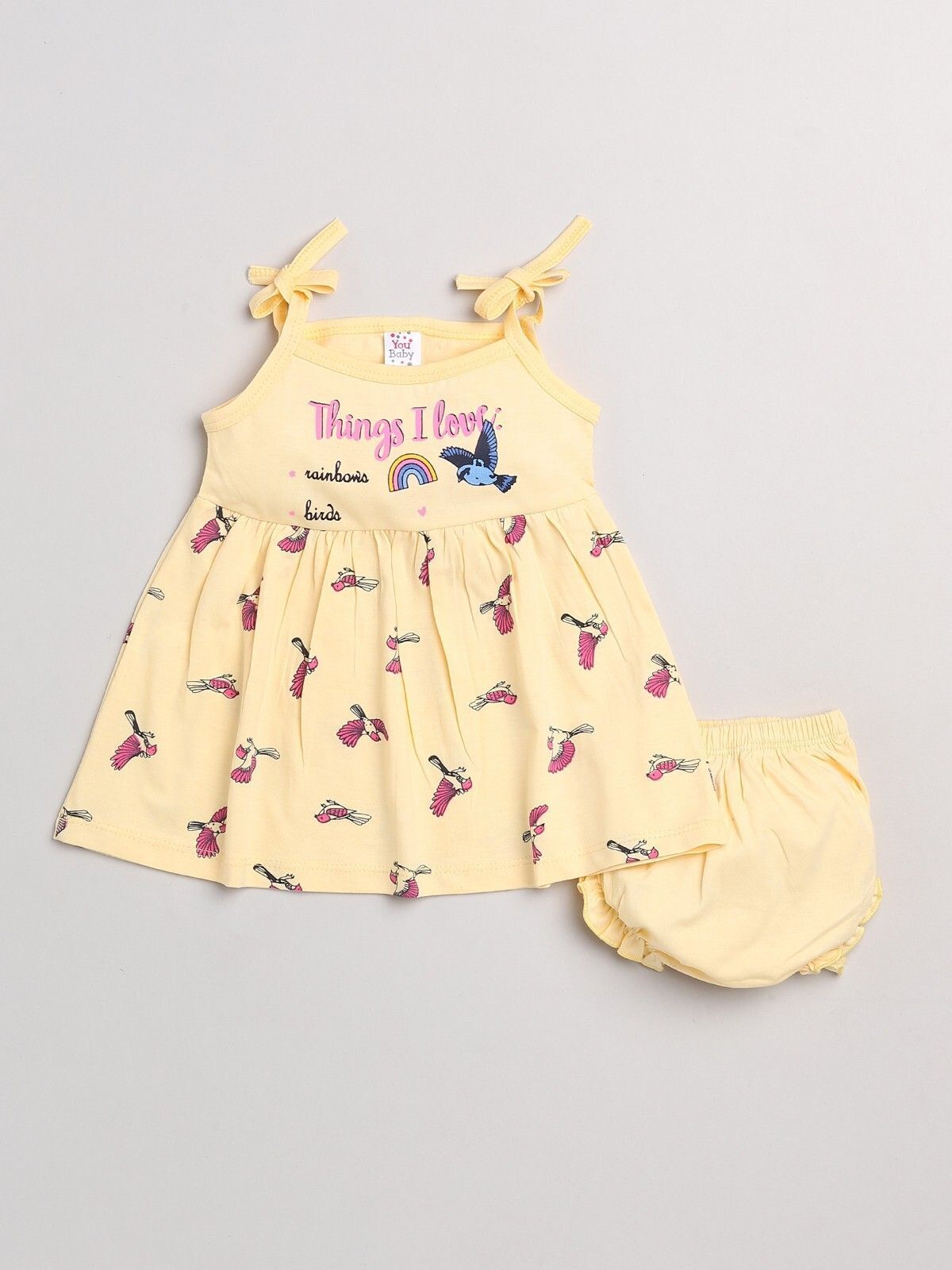 Mars Infiniti Baby Girls Casual Top Panty (Yellow_Sky Blue_Baby Pink)
