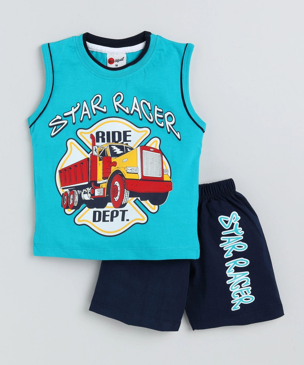 Mars Infiniti Boys & Girls Casual T-shirt Shorts (Blue)