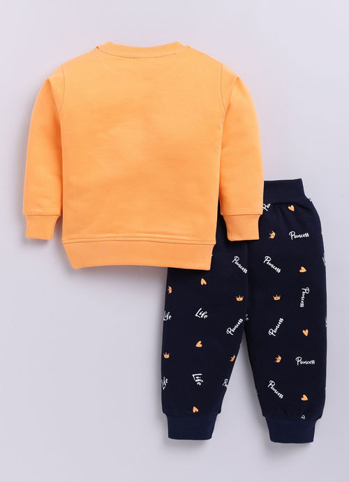 Mars Infiniti Boys & Girls Casual Sweatshirt Track Pants (Orange, Deep Blue)