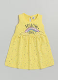 Mars Infiniti Baby Girls Midi/Knee Length Casual Dress (Light Yellow, Sleeveless)