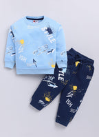 Mars Infiniti Boys & Girls Casual Sweatshirt Sweatpant (Sky Blue, Deep Blue)