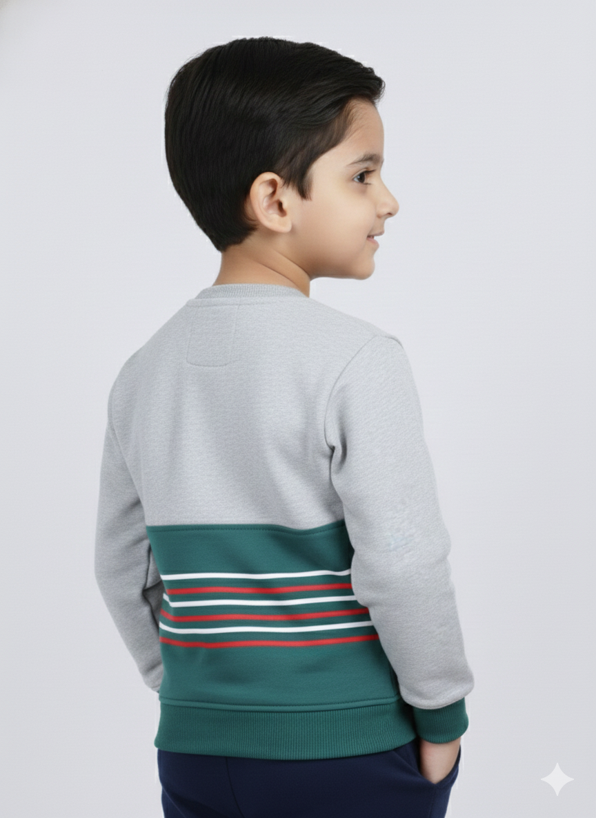 Mars Infiniti Full Sleeve Printed Baby Boys & Baby Girls Sweatshirt (Light Grey)