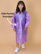 Mars Infiniti PVC Plastic Checkered Girls Raincoat (Violet)
