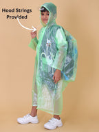 Mars Infiniti Graphic Print Boys and Girls Waterproof Rainwear, Light Green, pack of 1, PVC Plastic Raincoat