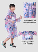 Mars Infiniti Self Design Boys and Girls Raincoat, blue pink, All Over Print, PVC Plastic