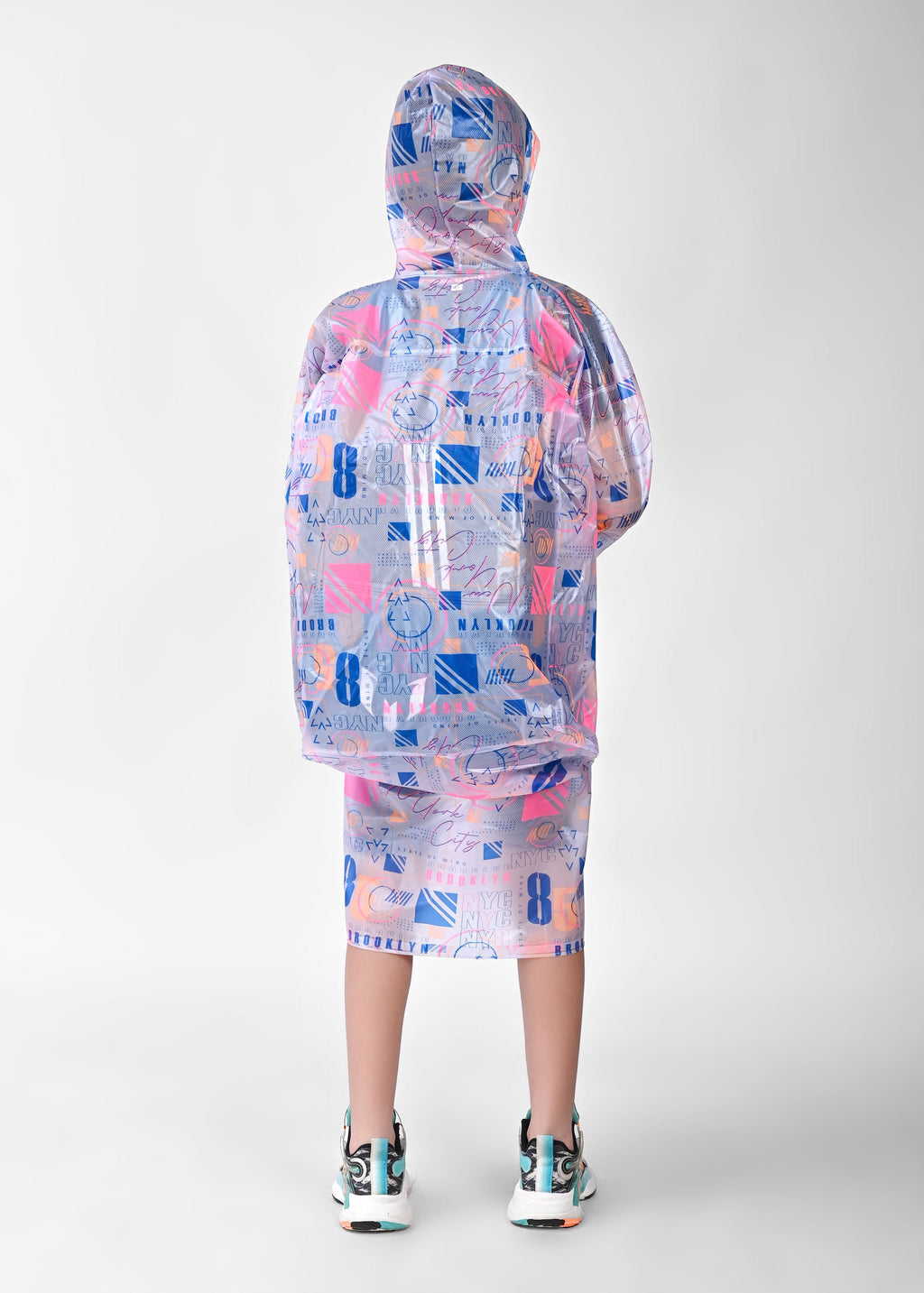 Mars Infiniti Self Design Boys and Girls Raincoat, blue pink, All Over Print, PVC Plastic