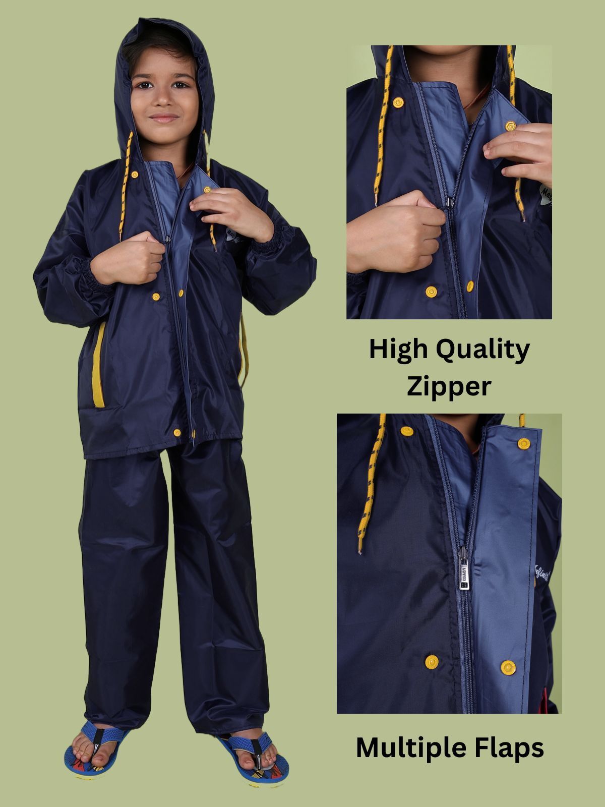 Mars Infiniti Solid Raincoat and Pant Set, Deep Blue, Pack of 1, Polyester Raincoat