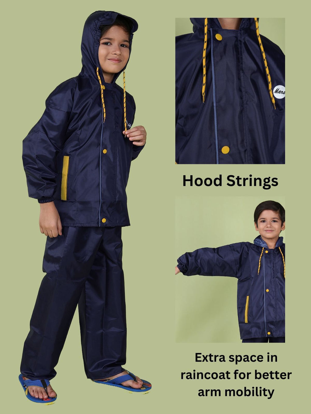 Mars Infiniti Solid Raincoat and Pant Set, Deep Blue, Pack of 1, Polyester Raincoat