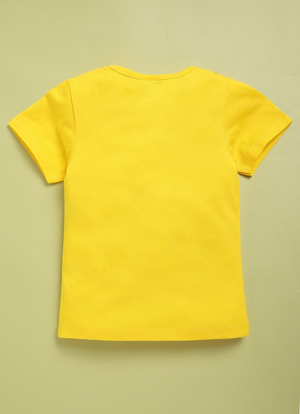 Mars Infiniti Girls Graphic Print Pure Cotton Regular T Shirt (Yellow, Pack of 1)