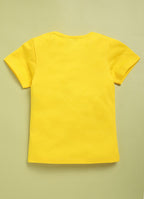 Mars Infiniti Girls Graphic Print Pure Cotton Regular T Shirt (Yellow, Pack of 1)
